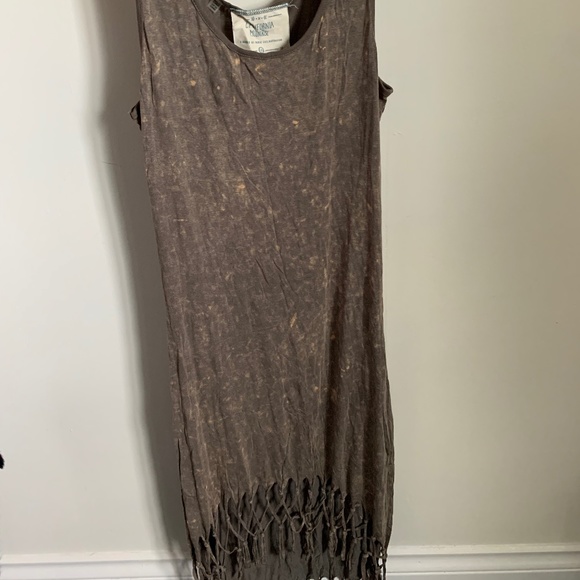 High-low Acid Wash Fringe Dress - Picture 1 of 3